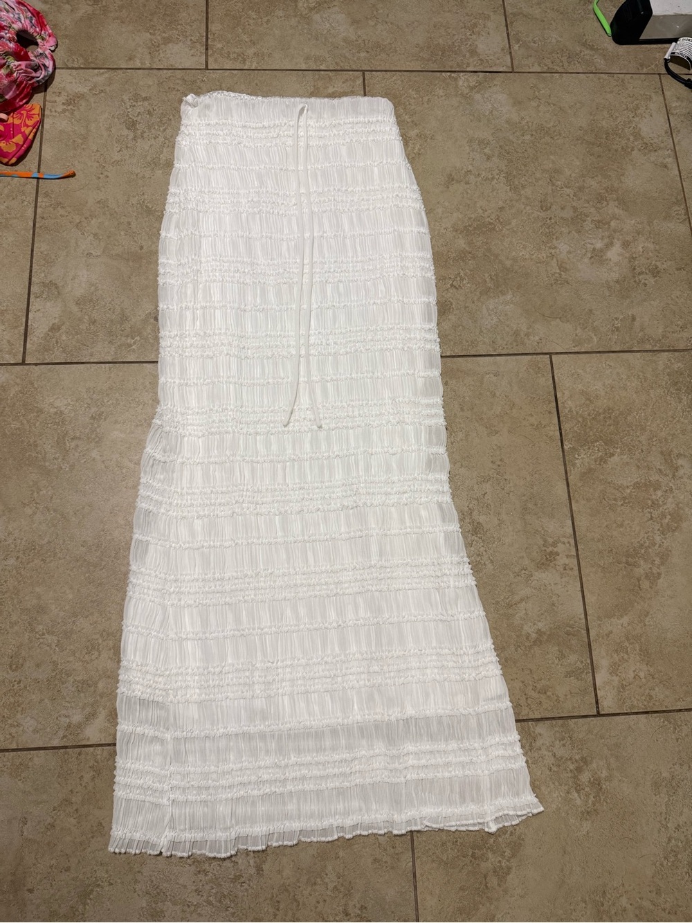 White maxi skirt women ruffled details